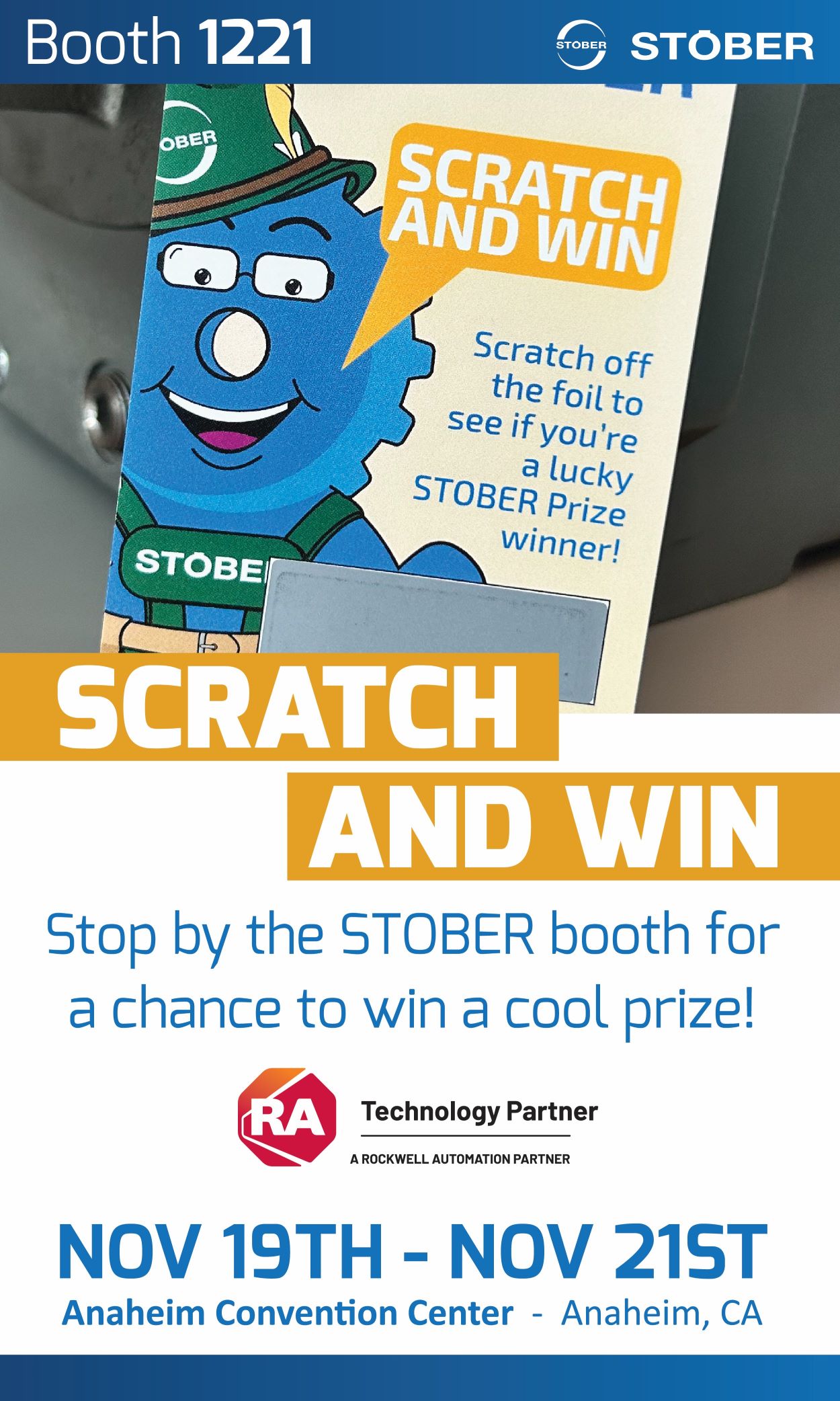 scratch and win with stober at automation fair booth 1221